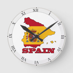 Reloj Redondo Mediano Bandera en el mapa de España