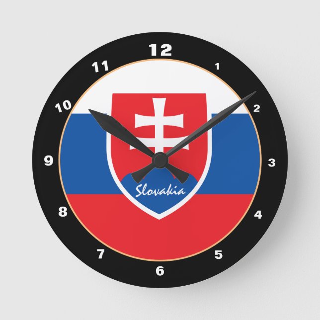 Reloj Redondo Mediano Bandera Eslovaquia moderna y Eslovaquia Hogar / di (Anverso)