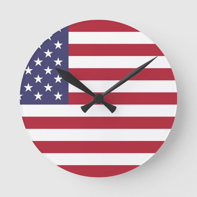 Reloj Redondo Mediano Bandera estadounidense (Anverso)