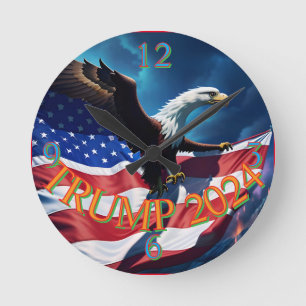 Reloj Redondo Mediano Bandera estadounidense Águila estadounidense TRUMP