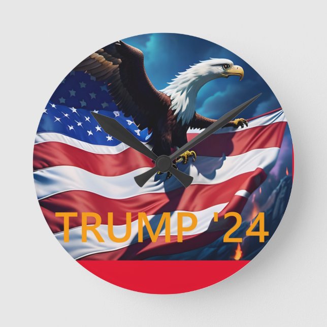 Reloj Redondo Mediano Bandera estadounidense Águila estadounidense TRUMP (Anverso)