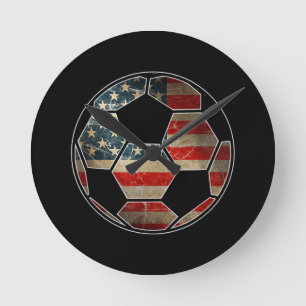 Reloj Redondo Mediano Bandera estadounidense en una pelota de fútbol - B
