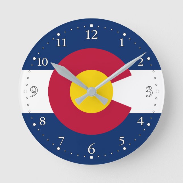 Reloj Redondo Mediano Bandera Estatal de Colorado (Anverso)