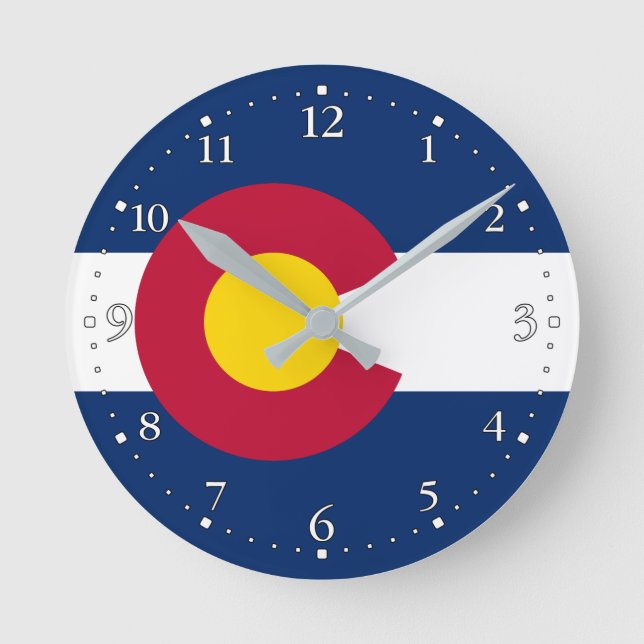 Reloj Redondo Mediano Bandera Estatal de Colorado (Anverso)