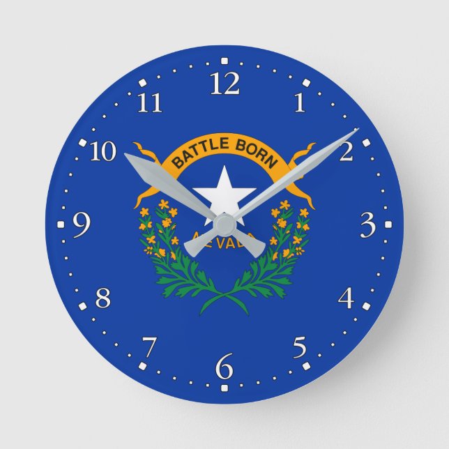 Reloj Redondo Mediano Bandera Estatal de Nevada (Anverso)