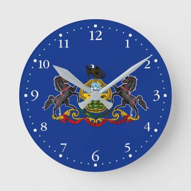Reloj Redondo Mediano Bandera Estatal de Pennsylvania (Anverso)