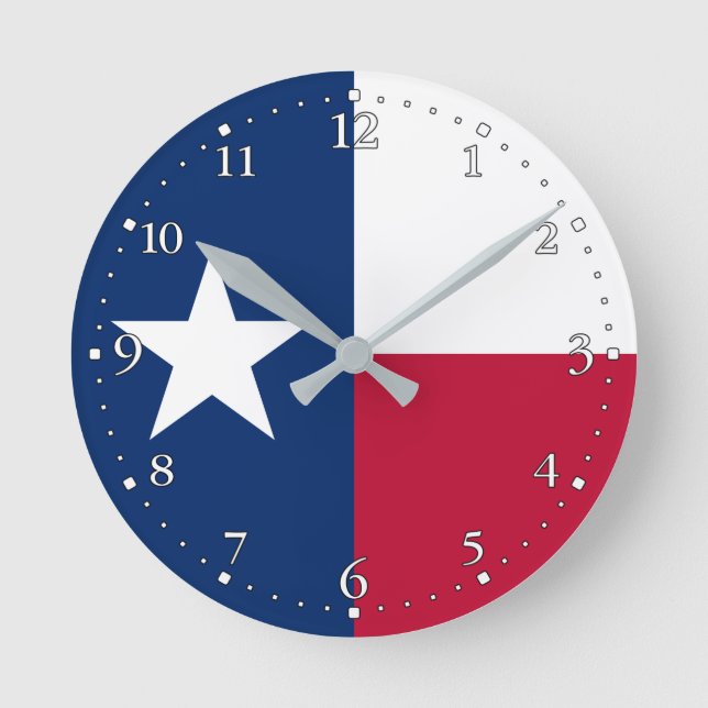 Reloj Redondo Mediano Bandera Estatal de Texas (Anverso)
