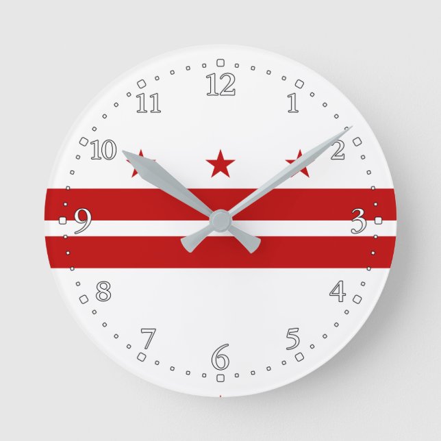 Reloj Redondo Mediano Bandera estatal Patriótica de Washington DC (Anverso)