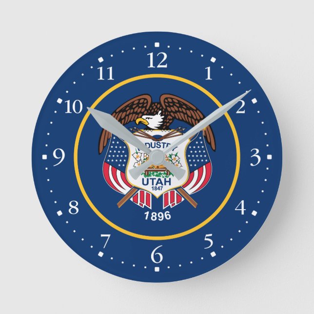 Reloj Redondo Mediano Bandera Estatal Utah (Anverso)