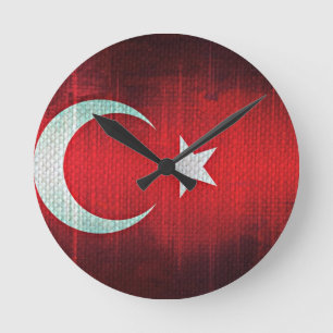 Reloj Redondo Mediano Bandera estilizada de Turquía