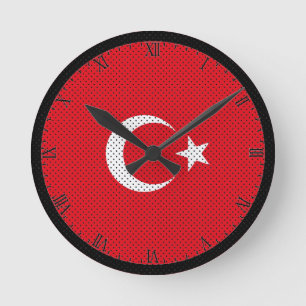 Reloj Redondo Mediano Bandera estilizada de Turquía