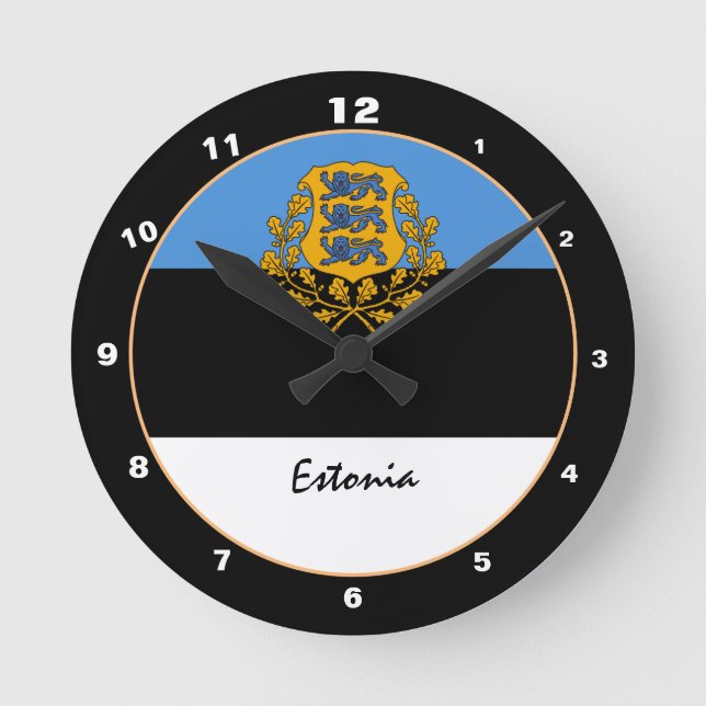 Reloj Redondo Mediano Bandera estonia patriótica, hogar de Estonia / dis (Anverso)
