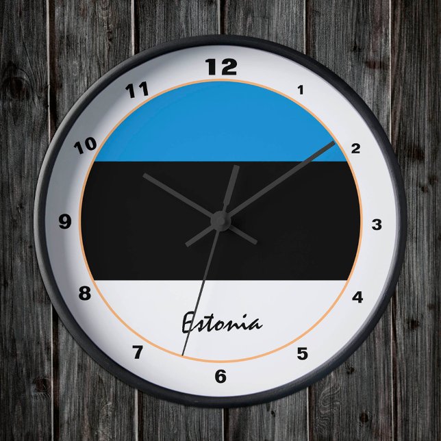 Reloj Redondo Mediano Bandera estonia y diseño moderno de Estonia (Subido por el creador)