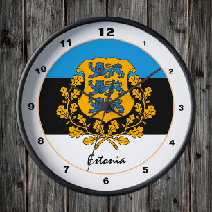 Reloj Redondo Mediano Bandera estonia y diseño moderno de Estonia