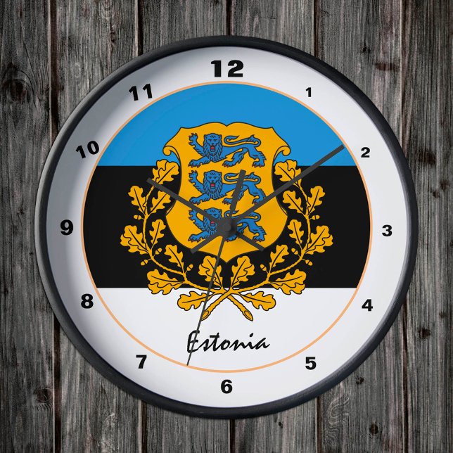 Reloj Redondo Mediano Bandera estonia y diseño moderno de Estonia (Subido por el creador)