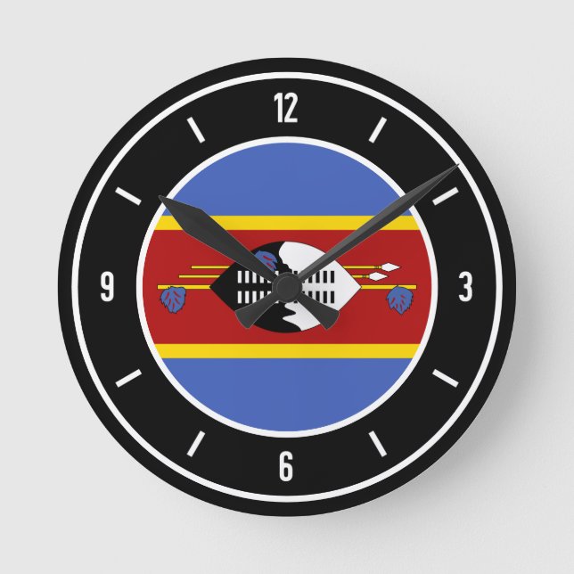 Reloj Redondo Mediano Bandera Eswatini Elegante (Anverso)