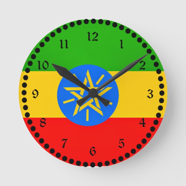 Reloj Redondo Mediano Bandera etíope (Anverso)
