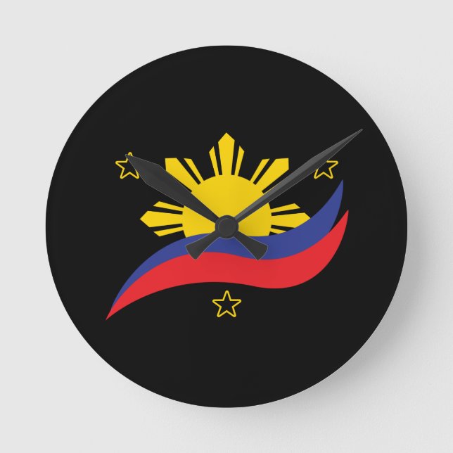 Reloj Redondo Mediano Bandera filipina de Pinoy de Filipinas (Anverso)
