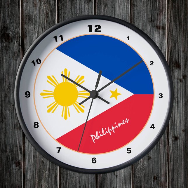 Reloj Redondo Mediano Bandera filipina moderna, hogar/diseño de Filipina (Subido por el creador)
