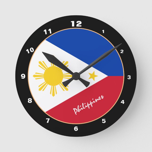 Reloj Redondo Mediano Bandera filipina, moderno hogar/diseño de Filipina (Anverso)