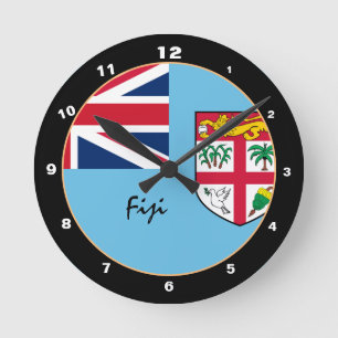 Reloj Redondo Mediano Bandera fiyiana patriótica, hogar de moda de Fiji 