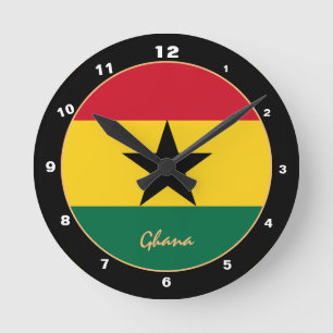 Reloj Redondo Mediano Bandera ghanesa patriótica, Ghana de moda Hogar/Di