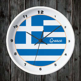Reloj Redondo Mediano Bandera griega moderna, Grecia casa / diseño de mo