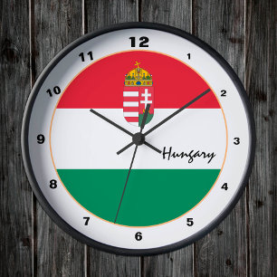 Reloj Redondo Mediano Bandera húngara moderna, Hogar/Diseño de moda húng