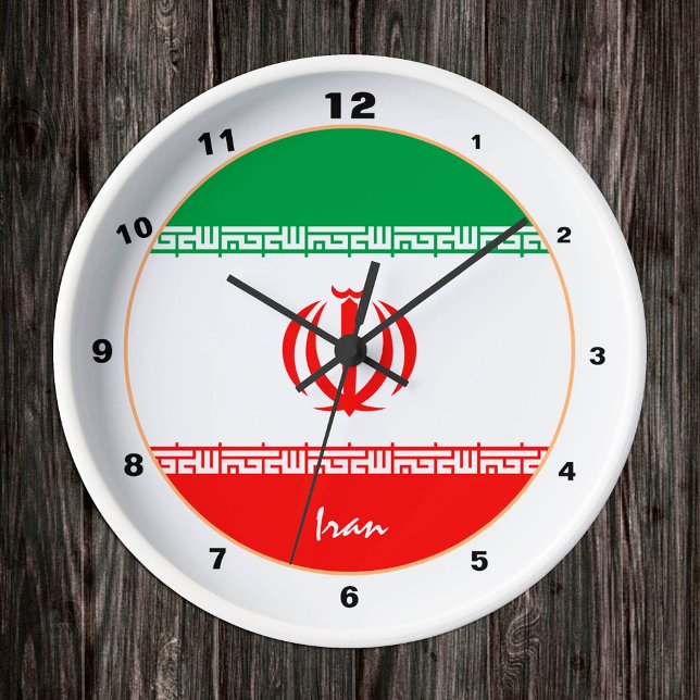 Reloj Redondo Mediano Bandera iraní moderna y decoración / diseño de Irá (Subido por el creador)