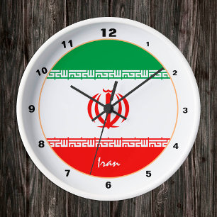Reloj Redondo Mediano Bandera iraní moderna y decoración / diseño iraní