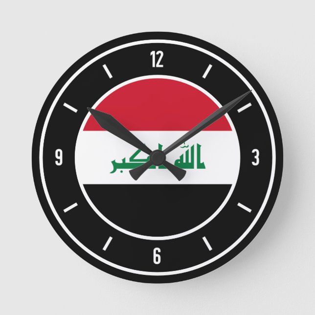 Reloj Redondo Mediano Bandera iraquí elegante (Anverso)