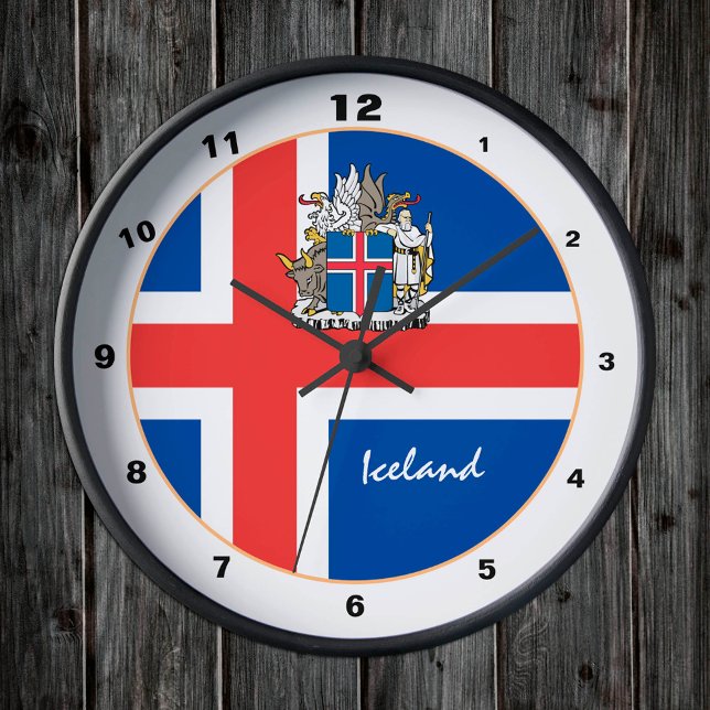 Reloj Redondo Mediano Bandera islandesa moderna, hogar y diseño de moda  (Subido por el creador)
