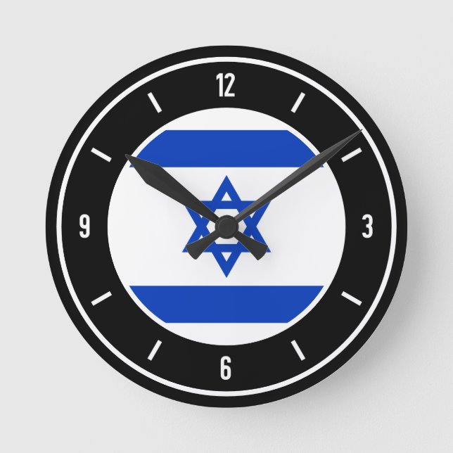 Reloj Redondo Mediano Bandera israelí elegante (Anverso)