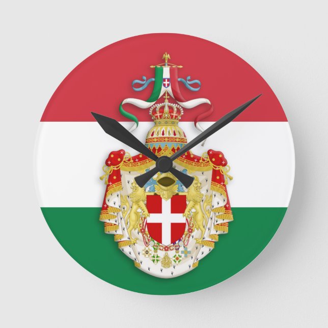 Reloj Redondo Mediano Bandera italiana con insignia del Reino de Italia (Anverso)