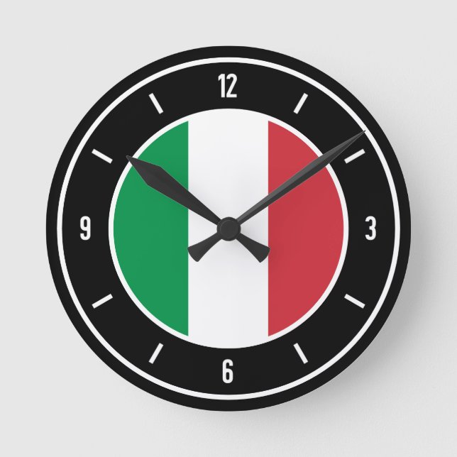 Reloj Redondo Mediano Bandera italiana elegante (Anverso)