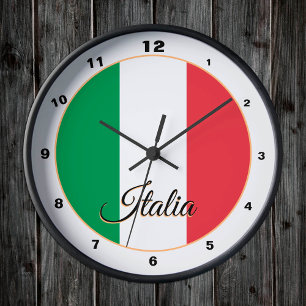 Reloj Redondo Mediano Bandera italiana moderna e Italia de moda Hogar /