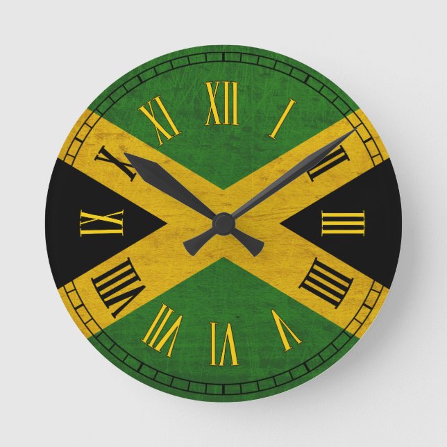 Reloj Redondo Mediano Bandera jamaicana (Anverso)