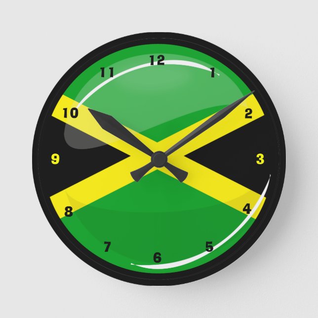 Reloj Redondo Mediano Bandera jamaicana redonda Wallclock (Anverso)