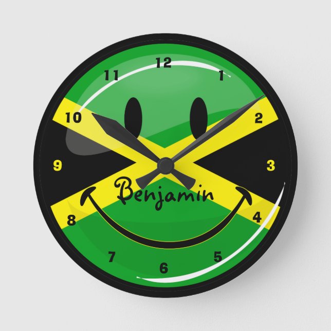 Reloj Redondo Mediano Bandera jamaiquina sonriente (Anverso)