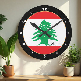 Reloj Redondo Mediano Bandera libanesa, Líbano, hogar patriótico / diseñ