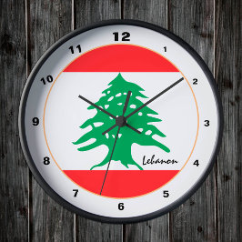 Reloj Redondo Mediano Bandera libanesa moderna, casa libanesa / diseño