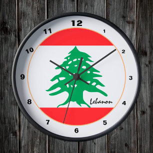 Reloj Redondo Mediano Bandera libanesa moderna, casa libanesa / diseño