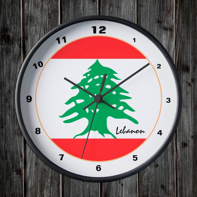 Reloj Redondo Mediano Bandera libanesa moderna, casa libanesa / diseño (Subido por el creador)