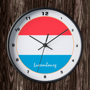 Reloj Redondo Mediano Bandera luxemburguesa moderna, hogar de moda en Lu