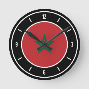 Reloj Redondo Mediano Bandera marroquí elegante