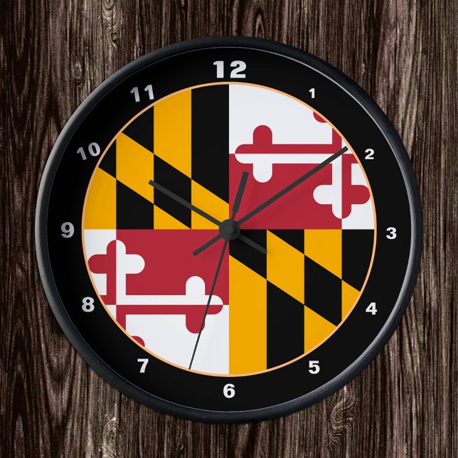 Reloj Redondo Mediano Bandera Maryland & Moda Maryland / diseño EE.UU. (Subido por el creador)