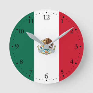 Reloj Redondo Mediano Bandera Mexicana