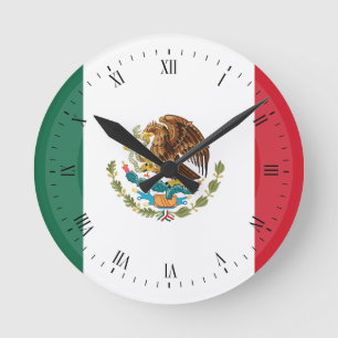 Reloj Redondo Mediano Bandera mexicana clásica