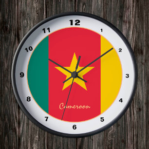 Reloj Redondo Mediano Bandera moderna de Camerún, hogar de Camerún / dis