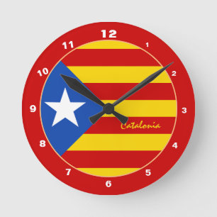 Reloj Redondo Mediano Bandera moderna de Cataluña, La Senyera Estelada/d